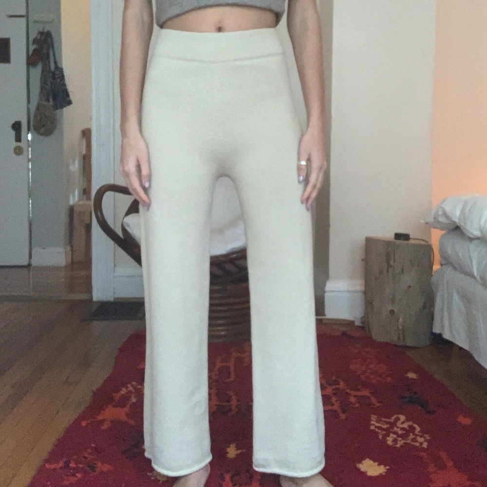 lauren manoogian pants wide leg wool alpaca knitted pants size 1